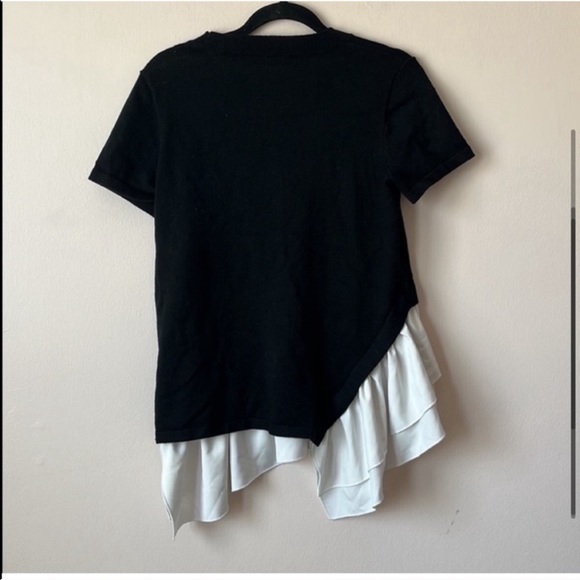 Athena Marie Black Top With White Asymmetrical Layer Size Large - Picture 4 of 5